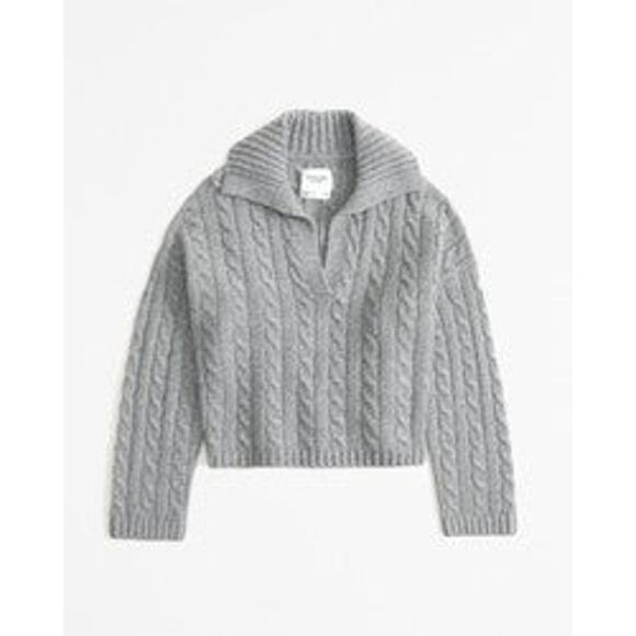 Abercrombie & Fitch Cable Notchneck Sweater Grey - S - Picture 1 of 6